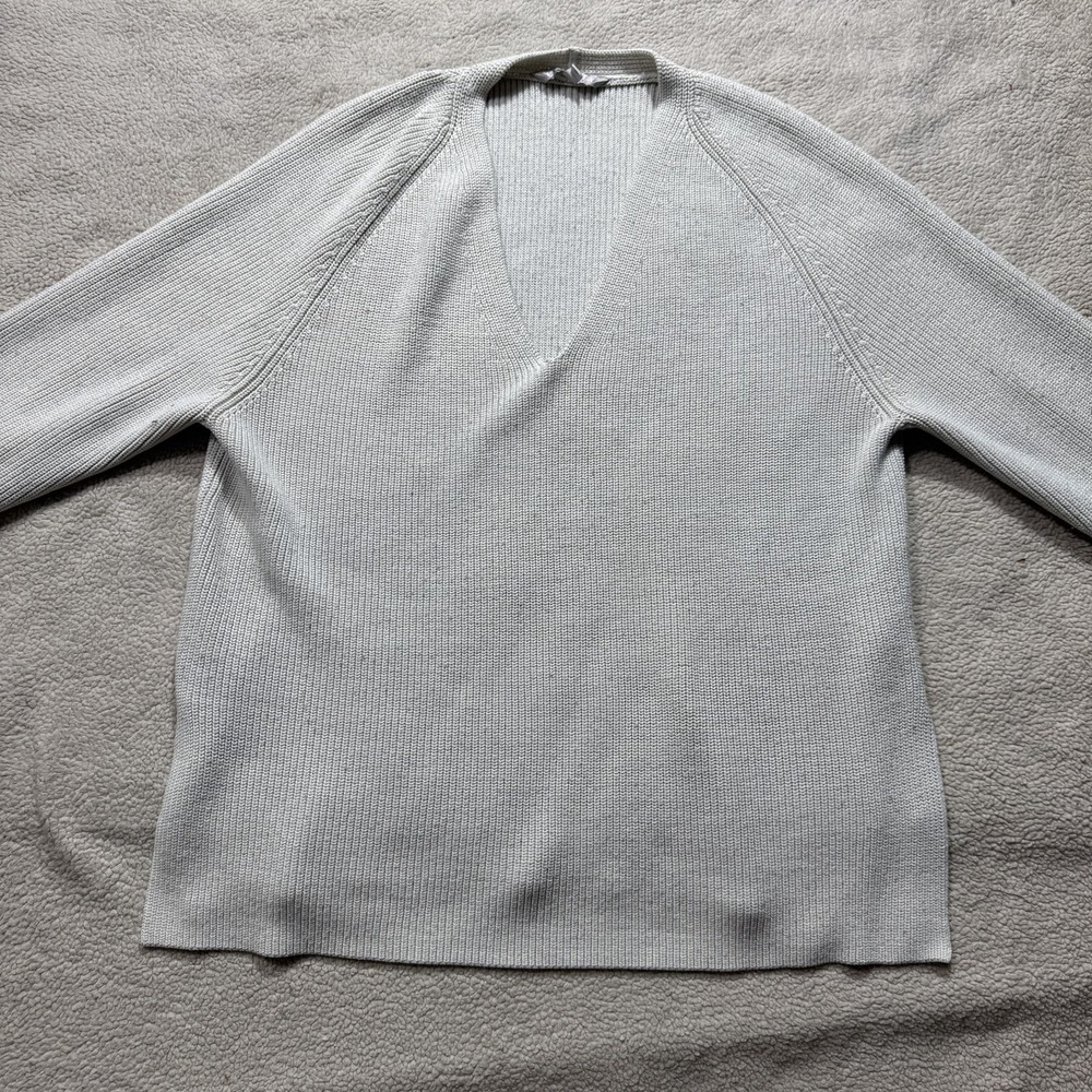 Athleta Sweater Womens Large V Neck Merino Wool Blend Pullover Knit Long Sleeve - Picture 2 of 13